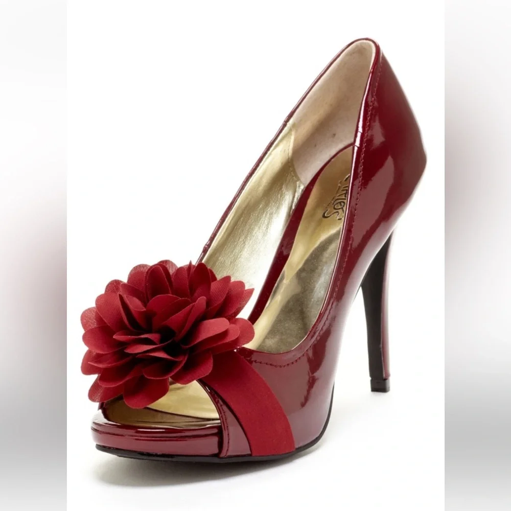 Carlos by Carlos Santa Red Floral Embellished Heels